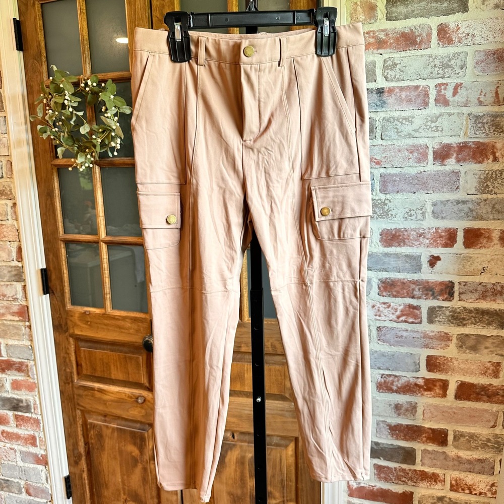 Halara Cargo Pants Women Brown Petite High Rise Stretch Pockets Large